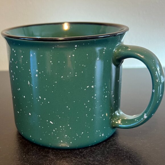 Deep Green and White Speckled Stoneware Camping Campfire Style Mug ~ Heavy Duty - Picture 4 of 8